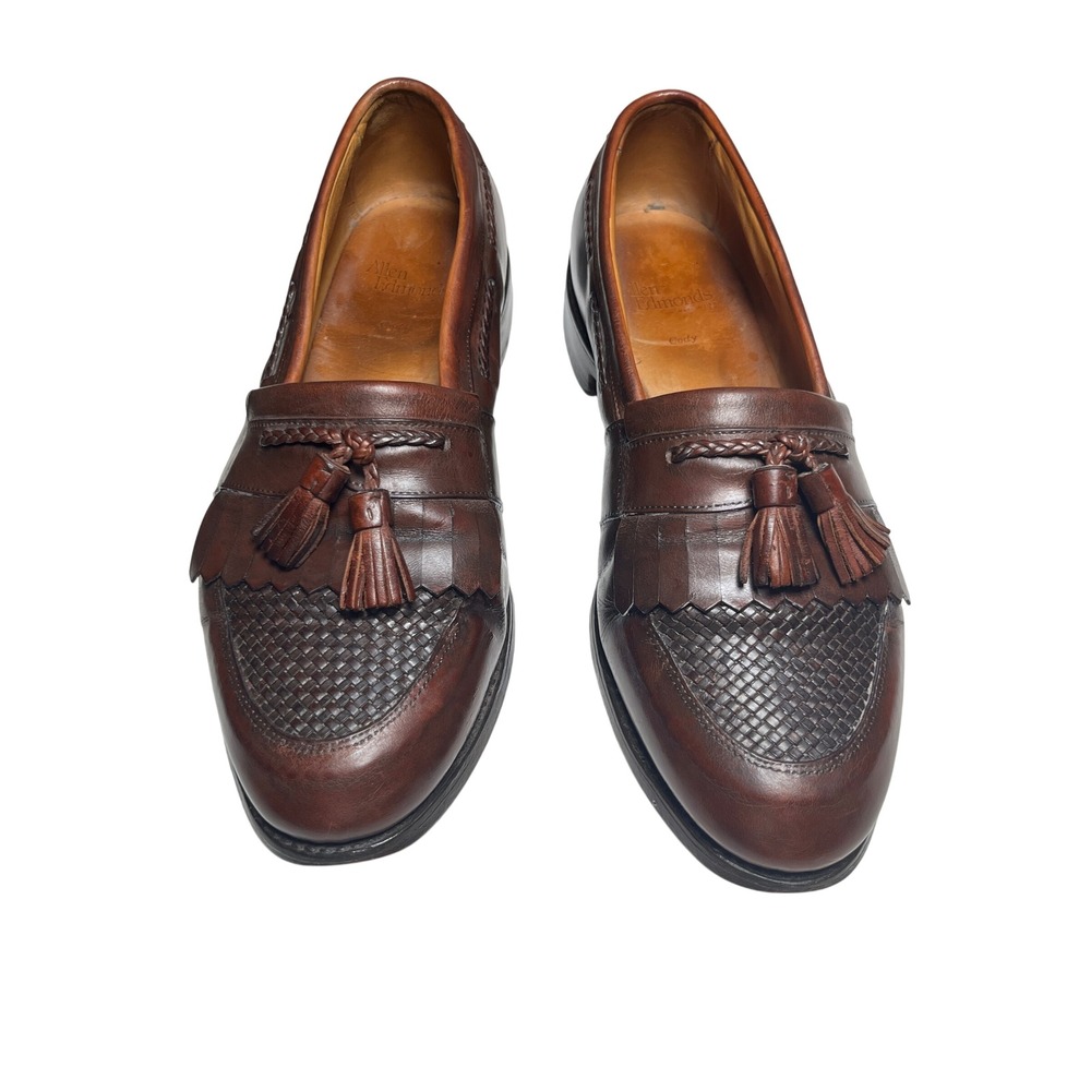Allen Edmonds Cody Tassel Loafers Woven Leather Brown USA 11 E